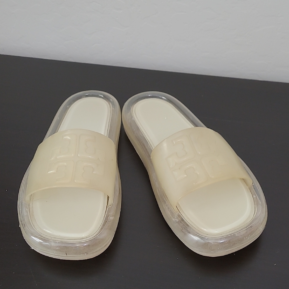 Tory Burch Cream Slide Sandals